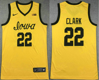 Men's Iowa Hawkeyes #22 Caitlin Clark Yellow College Basketball Jersey