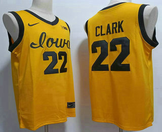 Men's Iowa Hawkeyes #22 Caitlin Clark Yellow College Basketball Jersey