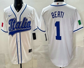 Men's Italy #1 Jonathon Berti White 2026 World Baseball Classic Cool Base Jersey