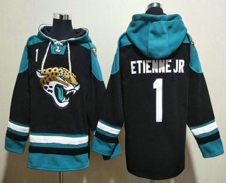 Men's Jacksonville Jaguars #1 Travis Etienne Jr Black Ageless Must Have Lace Up Pullover Hoodie