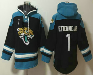 Men's Jacksonville Jaguars #1 Travis Etienne Jr Black Ageless Must Have Lace Up Pullover Hoodie