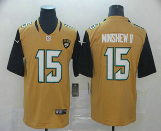 Men's Jacksonville Jaguars #15 Gardner Minshew II Gold 2019 Inverted Legend Stitched NFL Nike Limited Jersey