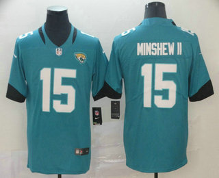 Men's Jacksonville Jaguars #15 Gardner Minshew II Teal Blue New 2017 Vapor Untouchable Stitched NFL Nike Limited Jersey