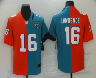 Men's Jacksonville Jaguars #16 Trevor Lawrence Blue Orange Split 2021 Vapor Untouchable Stitched Nike Limited Jersey