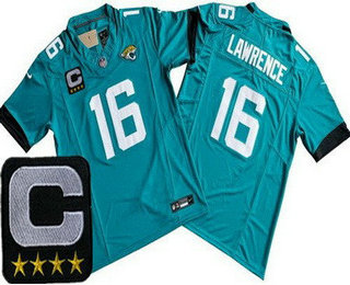 Men's Jacksonville Jaguars #16 Trevor Lawrence Limited Green C Patch FUSE Vapor Jersey