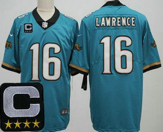 Men's Jacksonville Jaguars #16 Trevor Lawrence Limited Teal Prowler Throwback C Patch Vapor Jersey