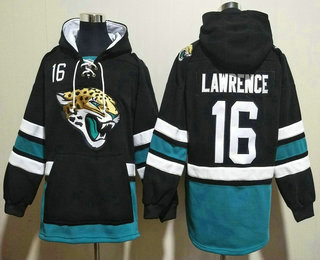 Men's Jacksonville Jaguars #16 Trevor Lawrence NEW Black Pocket Stitched NFL Pullover Hoodie