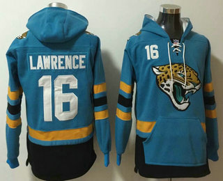 Men's Jacksonville Jaguars #16 Trevor Lawrence NEW Blue Pocket Stitched NFL Pullover Hoodie