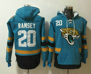 Men's Jacksonville Jaguars #20 Jalen Ramsey NEW Teal Green Pocket Stitched NFL Pullover Hoodie