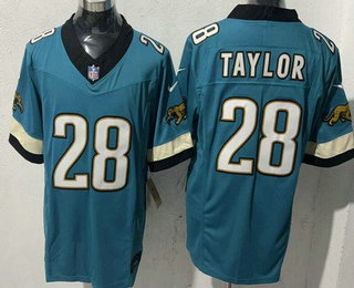 Men's Jacksonville Jaguars #28 Fred Taylor Limited Teal Prowler Throwback FUSE Vapor Jersey