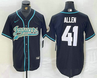 Men's Jacksonville Jaguars #41 Josh Allen Black With Patch Cool Base Stitched Baseball Jersey