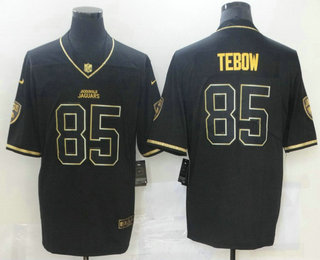 Men's Jacksonville Jaguars #85 Tim Tebow Black Golden Edition Stitched NFL Nike Limited Jersey