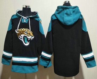 Men's Jacksonville Jaguars Blank Black Ageless Must Have Lace Up Pullover Hoodie