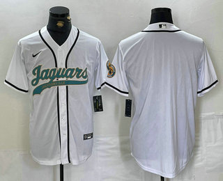 Men's Jacksonville Jaguars Blank White With Patch Cool Base Stitched Baseball Jersey