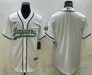 Men's Jacksonville Jaguars Blank White With Patch Cool Base Stitched Baseball Jersey