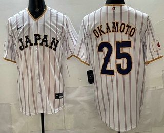 Men's Japan #25 Kazuma Okamoto White 2026 World Baseball Classic Cool Base Jersey