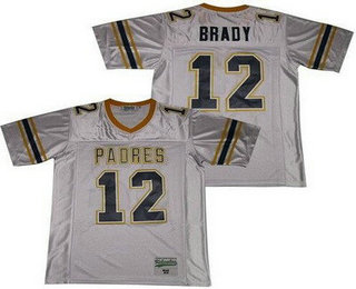 Men's Junipero Serra High School Padres #12 Tom Brady Gray Football Jersey