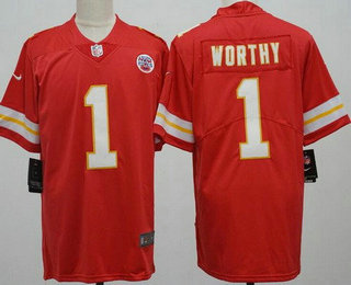 Men's Kansas City Chiefs #1 Xavier Worthy Limited Red Vapor Jersey