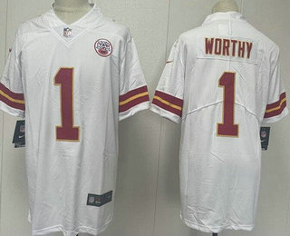 Men's Kansas City Chiefs #1 Xavier Worthy Limited White Vapor Jersey