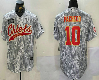 Men's Kansas City Chiefs #10 Isiah Pacheco Arctic Camo 2024 Salute to Service Stitched Baseball Jersey