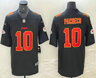 Men's Kansas City Chiefs #10 Isiah Pacheco Black Fashion Vapor Limited Stitched Jersey