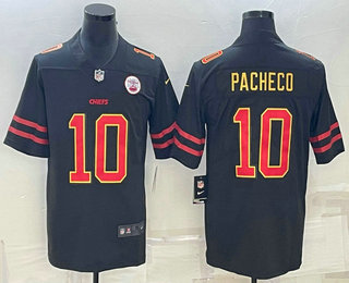 Men's Kansas City Chiefs #10 Isiah Pacheco Black Red Gold Vapor Untouchable Limited Stitched Jersey