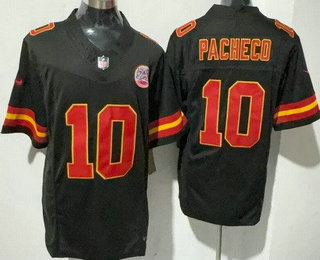 Men's Kansas City Chiefs #10 Isiah Pacheco Limited Black FUSE Vapor Jersey