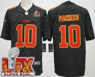 Men's Kansas City Chiefs #10 Isiah Pacheco Limited Black Fashion Super Bowl LIX Vapor Jersey