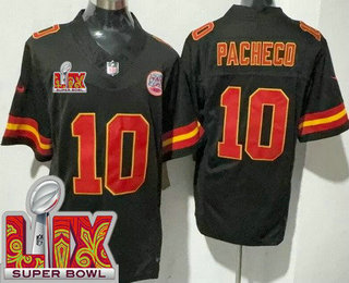 Men's Kansas City Chiefs #10 Isiah Pacheco Limited Black Super Bowl LIX FUSE Vapor Jersey