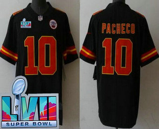 Men's Kansas City Chiefs #10 Isiah Pacheco Limited Black Super Bowl LVII Vapor Jersey