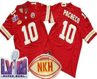 Men's Kansas City Chiefs #10 Isiah Pacheco Limited Red NKH LVIII Super Bowl FUSE Vapor Jersey