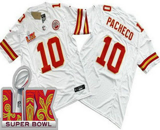 Men's Kansas City Chiefs #10 Isiah Pacheco Limited White Super Bowl LIX FUSE Vapor Jersey