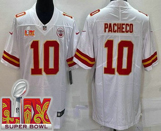 Men's Kansas City Chiefs #10 Isiah Pacheco Limited White Super Bowl LIX Vapor Jersey