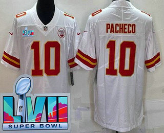 Men's Kansas City Chiefs #10 Isiah Pacheco Limited White Super Bowl LVII Vapor Jersey