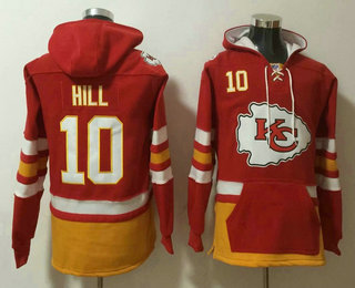 Men's Kansas City Chiefs #10 Tyreek Hill NEW Red Pocket Stitched NFL Pullover Hoodie