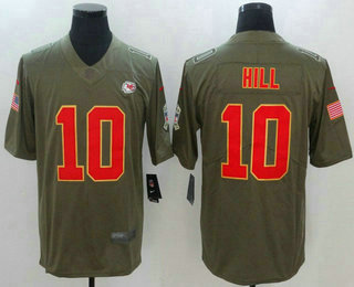 Men's Kansas City Chiefs #10 Tyreek Hill Olive 2017 Salute To Service Stitched NFL Nike Limited Jersey