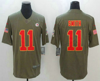 Men's Kansas City Chiefs #11 Alex Smith Olive 2017 Salute To Service Stitched NFL Nike Limited Jersey