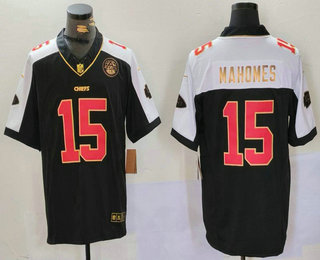 Men's Kansas City Chiefs #15 Patrick Mahomes Black Gold FUSE Vapor Limited Stitched Jersey