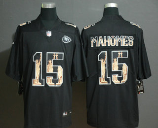 Men's Kansas City Chiefs #15 Patrick Mahomes Black Statue Of Liberty Stitched NFL Nike Limited Jersey