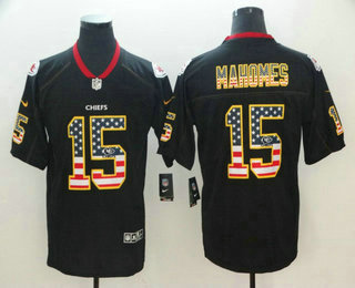 Men's Kansas City Chiefs #15 Patrick Mahomes II 2018 USA Flag Fashion Black Color Rush Stitched Nike Limited Jersey