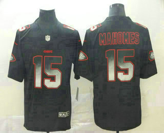 Men's Kansas City Chiefs #15 Patrick Mahomes II Black 2019 Vapor Smoke Fashion Stitched NFL Nike Limited Jersey