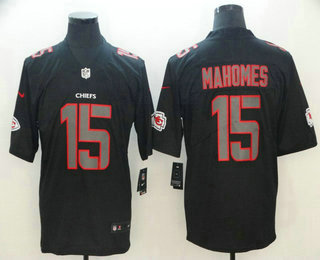 Men's Kansas City Chiefs #15 Patrick Mahomes II Black With Red 2018 Fashion Impact Black Color Rush Stitched NFL Nike Limited Jersey