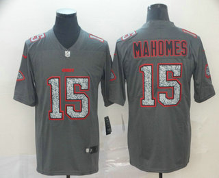 Men's Kansas City Chiefs #15 Patrick Mahomes II Gray Camo 2019 Vapor Untouchable Stitched NFL Nike Limited Jersey