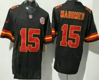 Men's Kansas City Chiefs #15 Patrick Mahomes II Limited Black FUSE Vapor Jersey