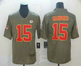 Men's Kansas City Chiefs #15 Patrick Mahomes II Olive 2017 Salute To Service Stitched NFL Nike Limited Jersey