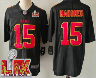 Men's Kansas City Chiefs #15 Patrick Mahomes Limited Black Fashion Super Bowl LIX Vapor Jersey