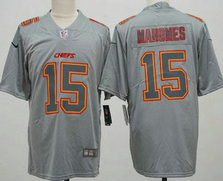 Men's Kansas City Chiefs #15 Patrick Mahomes Limited Gray Atmosphere Vapor Jersey