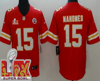 Men's Kansas City Chiefs #15 Patrick Mahomes Limited Red Super Bowl LIX Vapor Jersey