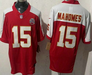 Men's Kansas City Chiefs #15 Patrick Mahomes Limited Red Thanksgiving FUSE Vapor Jersey