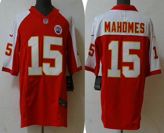 Men's Kansas City Chiefs #15 Patrick Mahomes Red White 2023 FUSE Vapor Limited Stitched Jersey